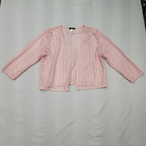 Onyx Apparel Pink Crochet Open Front Cardigan Soft Romantic Coquette XL Layered